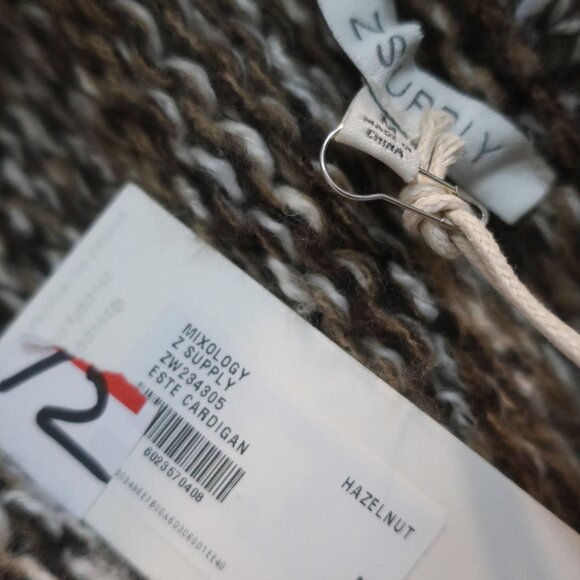 NWT Womens Z Supply Brown Tan White Melange Este Chunky Cardigan Sweater M - Picture 10 of 10